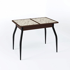 Стол Аспен СТ МП 900(1200)*600*750 Ноги 01 черные (стекло Узор коричневый цвет ВН)